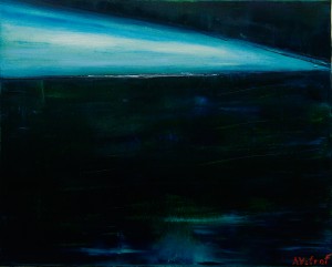 Neon in dawn. 2014 oil on canvas 45x55 cm by Vetrof Alik
